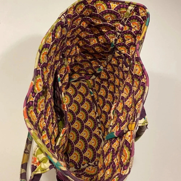 Vera Bradley Medium Tote Bag in Retired Plum Crazy Pattern with Side Pockets - Picture 6 of 7